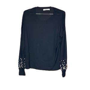 Zara Knit Woman’s Lightweight Black Pullover Sweater Size Medium